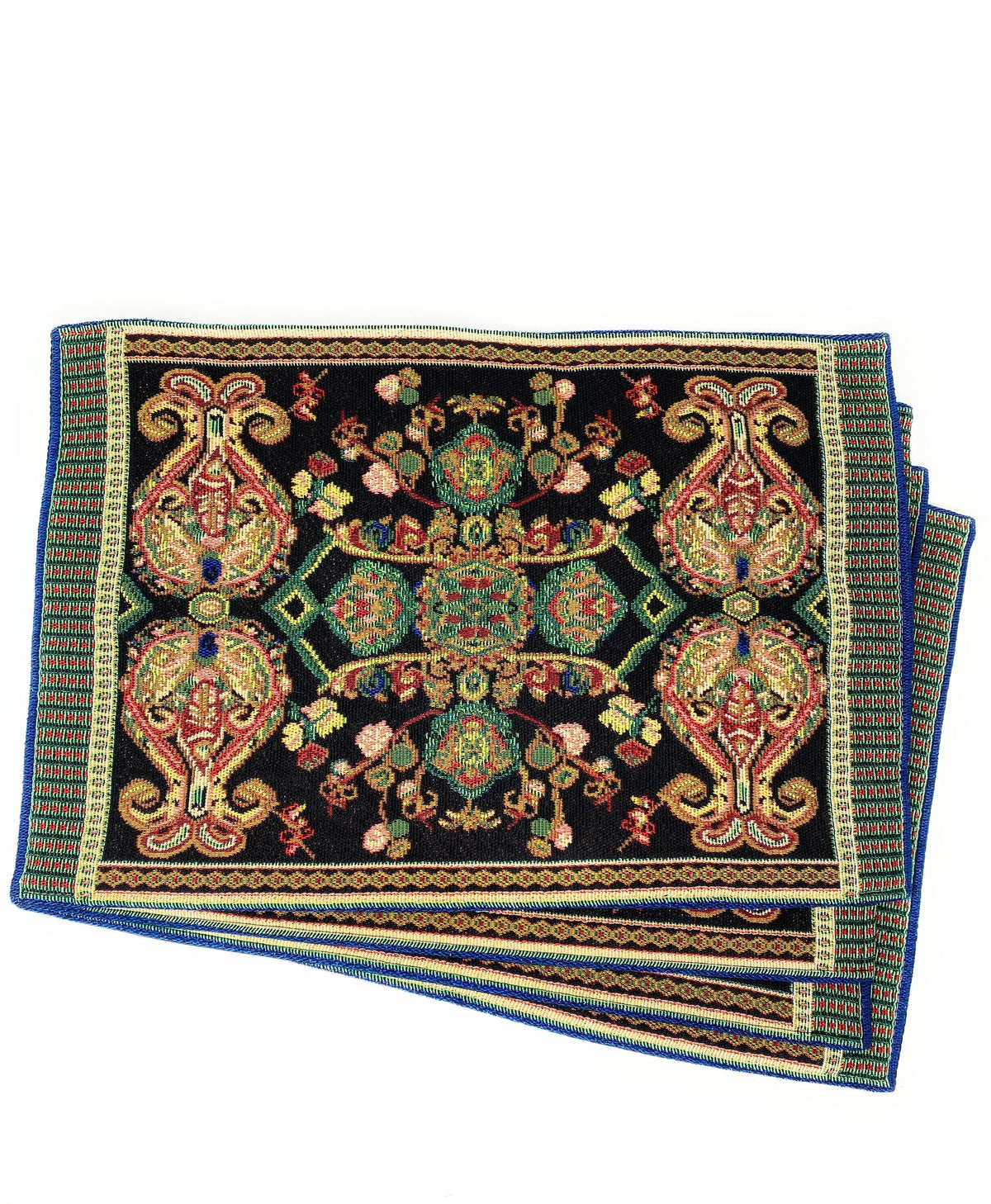 Elegant Black Ornate Paisley Woven Tapestry Placemat Set – view 2