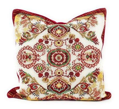 Woven Tapestry Burgundy Paisley Medallion Throw Pillow Cover