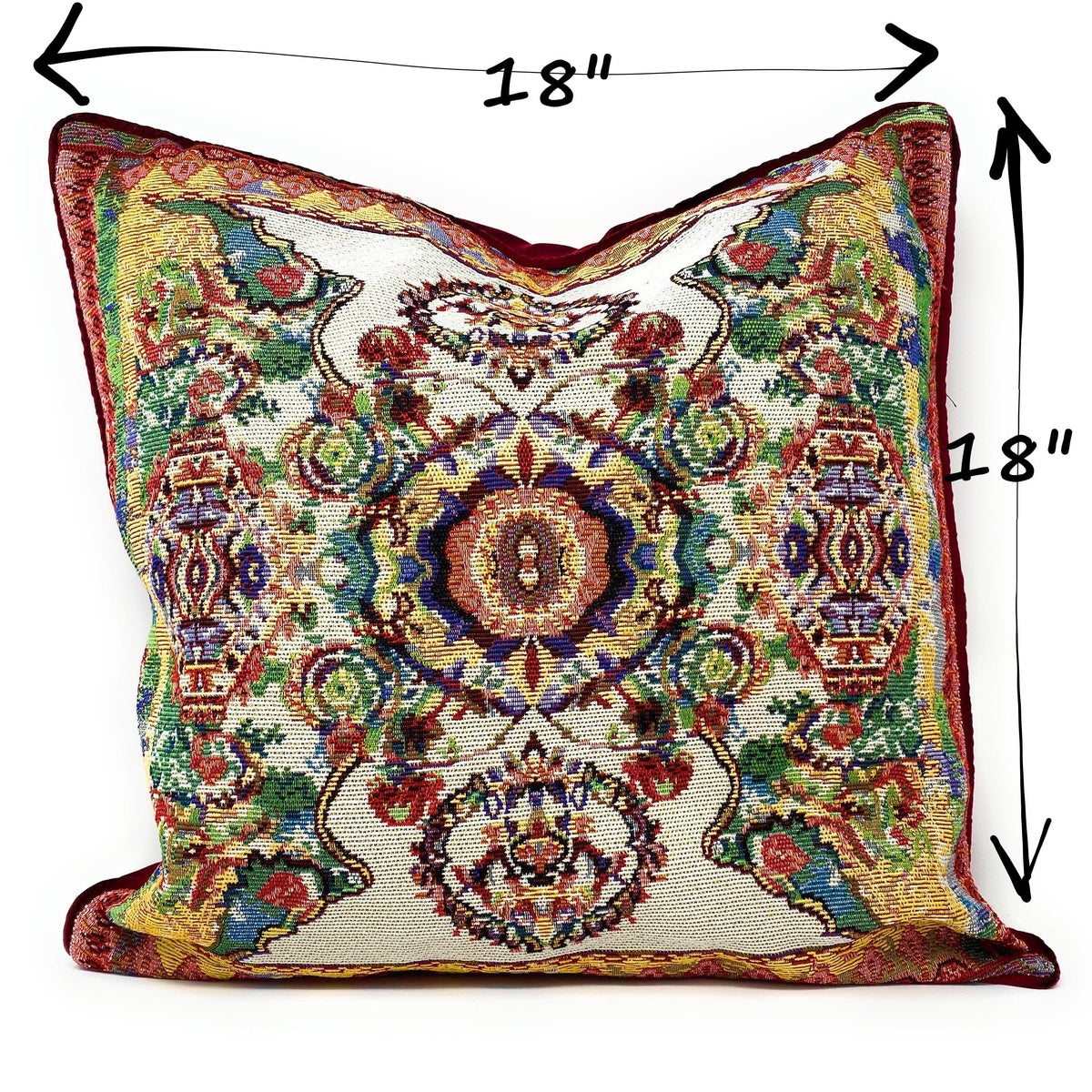 Elegant Ivory Ornate Paisley Woven Tapestry Throw Pillow Cover – view 6