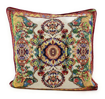 Woven Tapestry Ivory Paisley Medallion Throw Pillow Cover