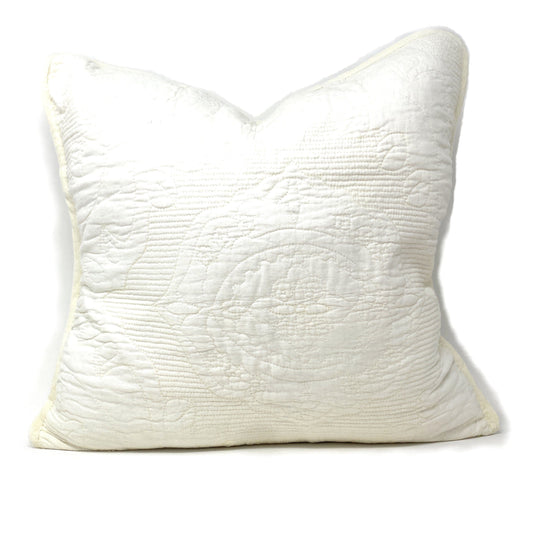 Cotton Matelassé Euro Sham & Cushion Cover, Ivory Damask