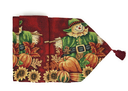 Pumpkin Patch Scarecrow Autumn Harvest Woven Tapestry Table Runner – view 7