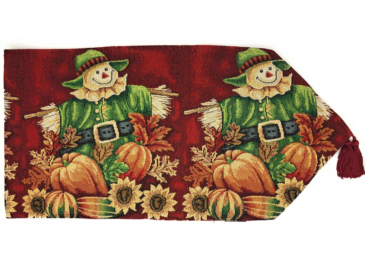 Pumpkin Patch Scarecrow Autumn Harvest Woven Tapestry Table Runner – view 2