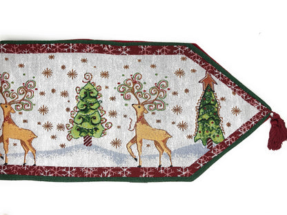 Winter Forest Reindeer Vintage Holiday Woven Tapestry Table Runner – view 2