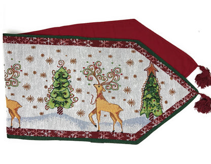 Winter Forest Reindeer Vintage Holiday Woven Tapestry Table Runner – view 5