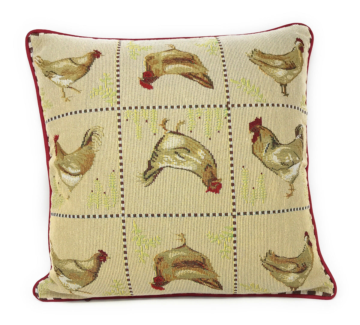 Cotton Blend Tapestry Farmhouse Rooster & Hen Throw Pillow Cover