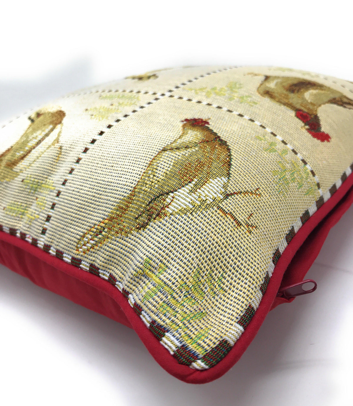 Country Farmhouse Rooster and Hens Woven Tapestry Pillow Cover – view 5