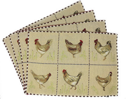 Country Farmhouse Rooster and Hens Woven Tapestry Placemat Set – view 2