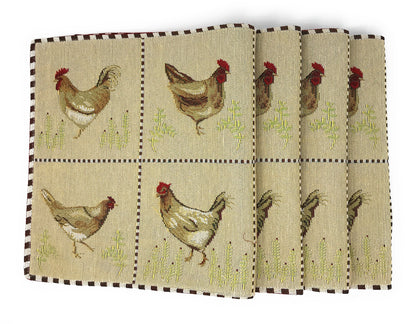 Country Farmhouse Rooster and Hens Woven Tapestry Placemat Set – view 7