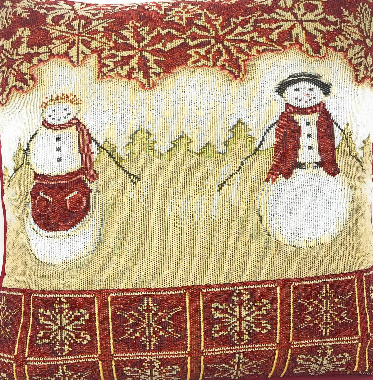 Mr. and Mrs. Snowman Couple Woven Tapestry Christmas Pillow Cover – view 7
