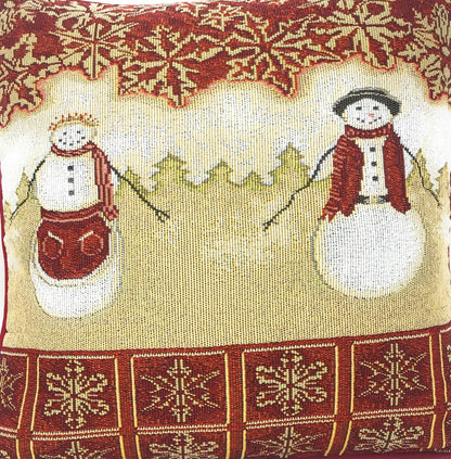 Mr. and Mrs. Snowman Couple Woven Tapestry Christmas Pillow Cover – view 7