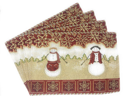 Snowman Couple Woven Tapestry Christmas Placemat Set – view 3