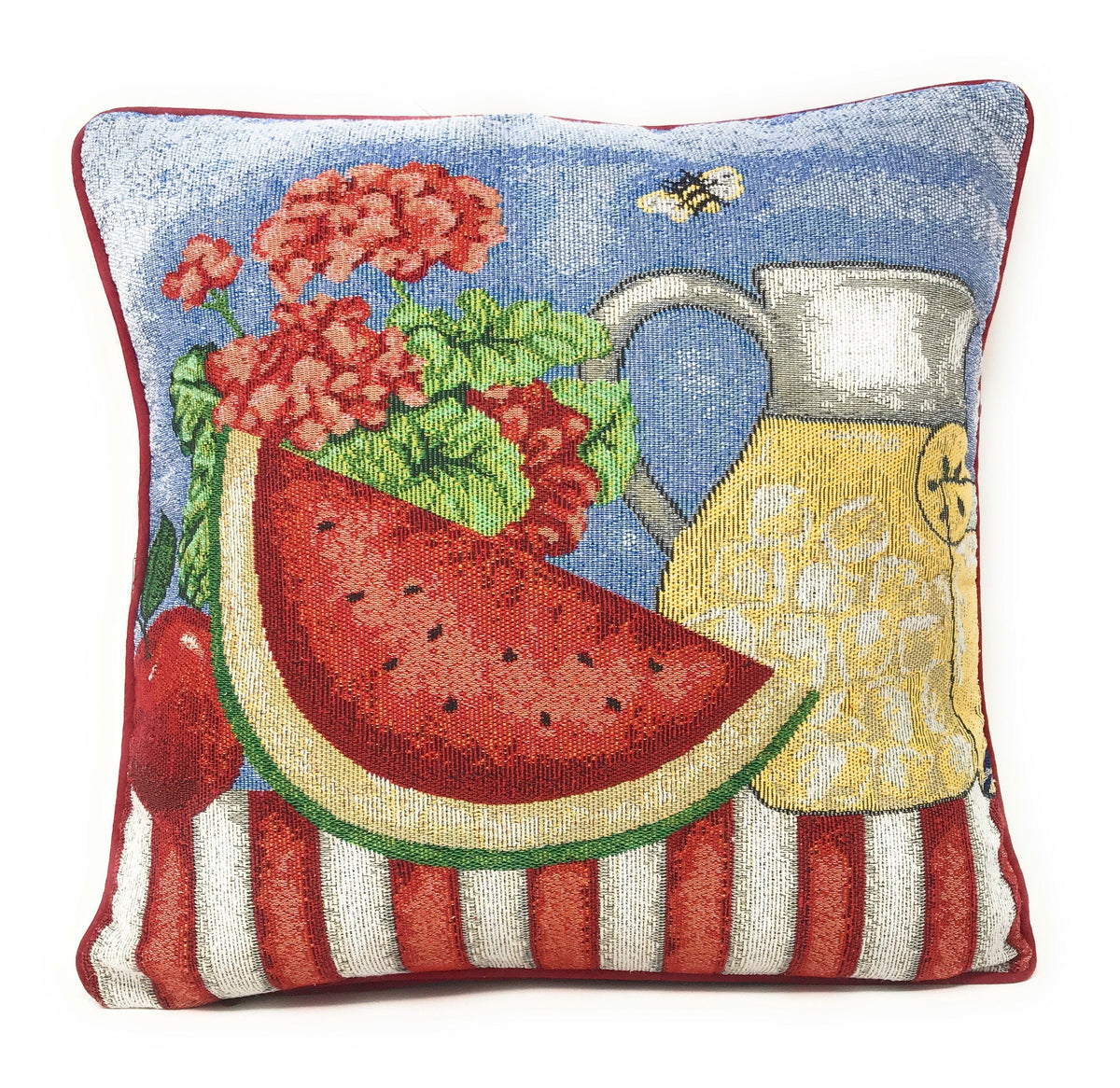 Woven Tapestry Watermelon Lemonade Accent Pillow Cover