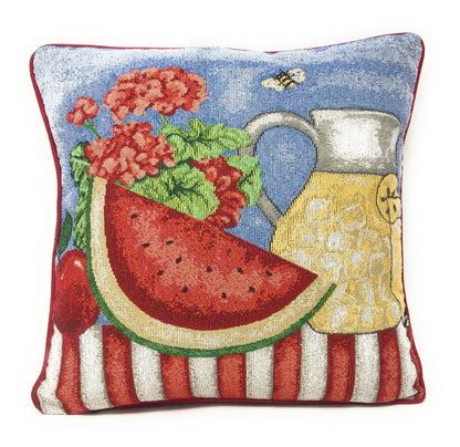 Woven Tapestry Watermelon Lemonade Accent Pillow Cover