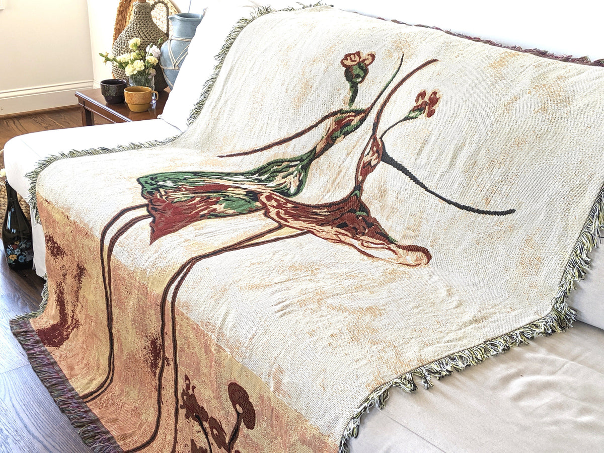 Abstract Ballet Dancers Tapestry Throw Blanket with Fringe – view 3