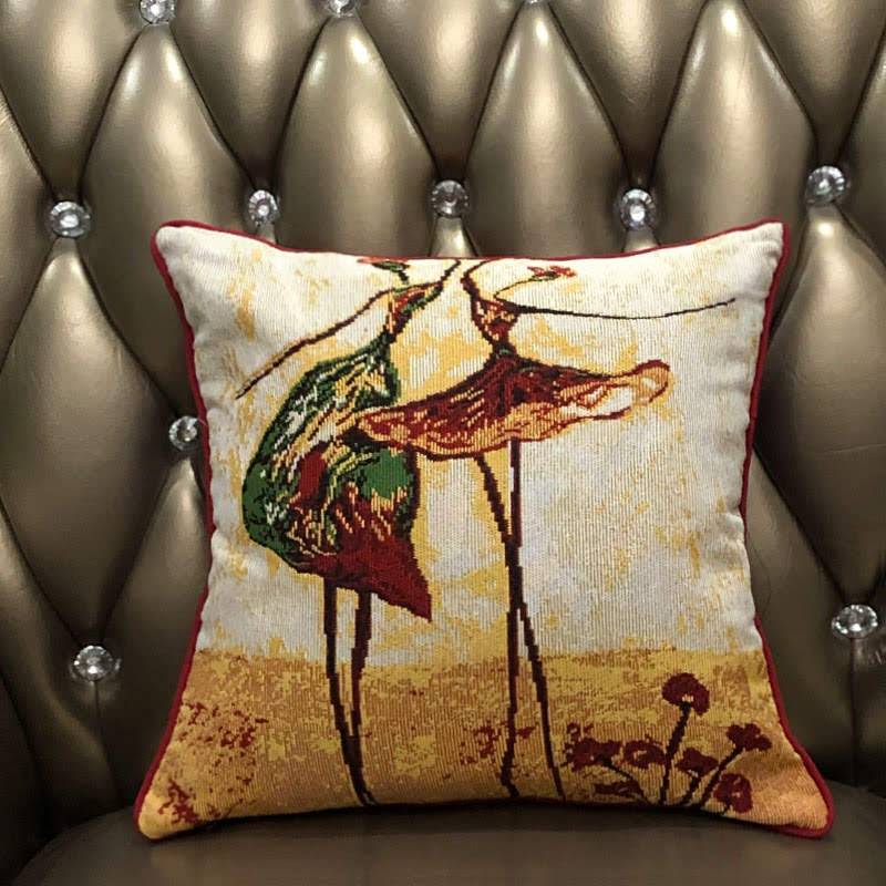 Abstract Ballerina Art Woven Tapestry Throw Pillow Cover, Golden Beige – view 2