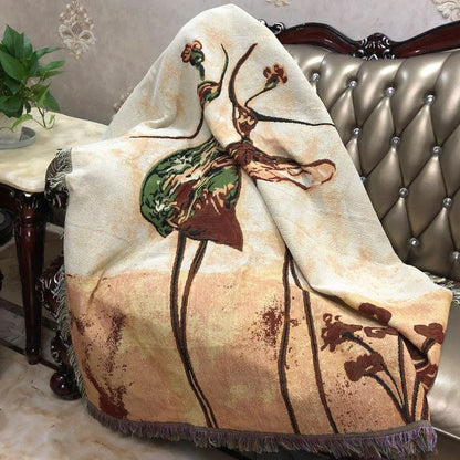 Abstract Ballet Dancers Tapestry Throw Blanket with Fringe – view 9
