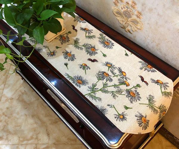 Yellow Daisies and Ladybugs Ivory Woven Tapestry Table Runner – view 9