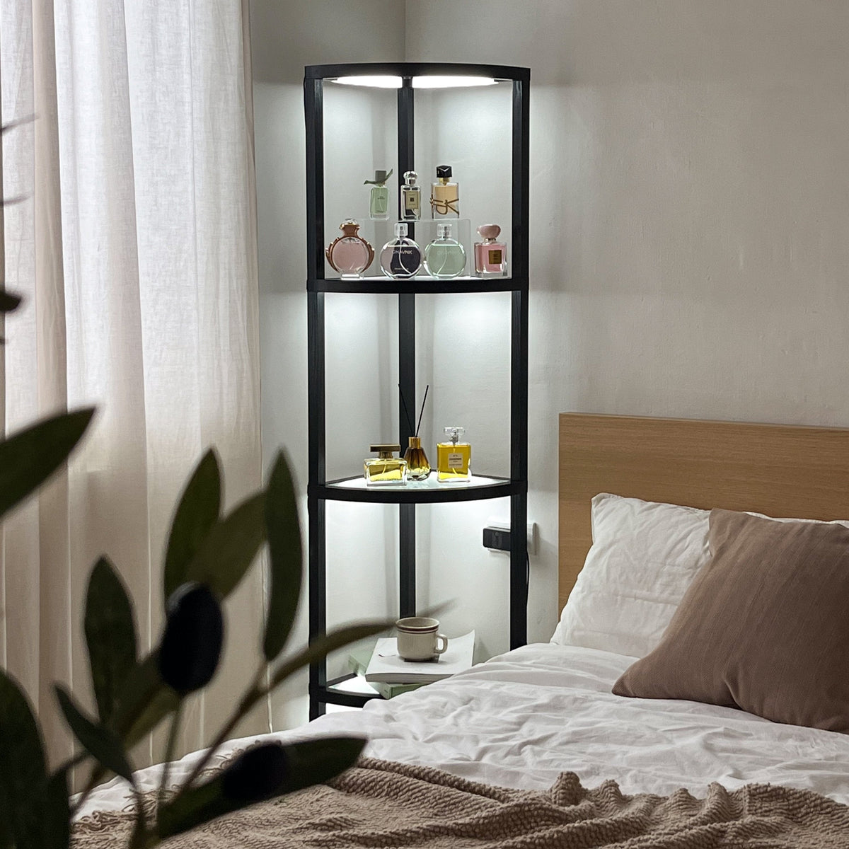 Fantasy Edge PRO LED Corner Display Shelf with Tempered Glass, Black – view 2