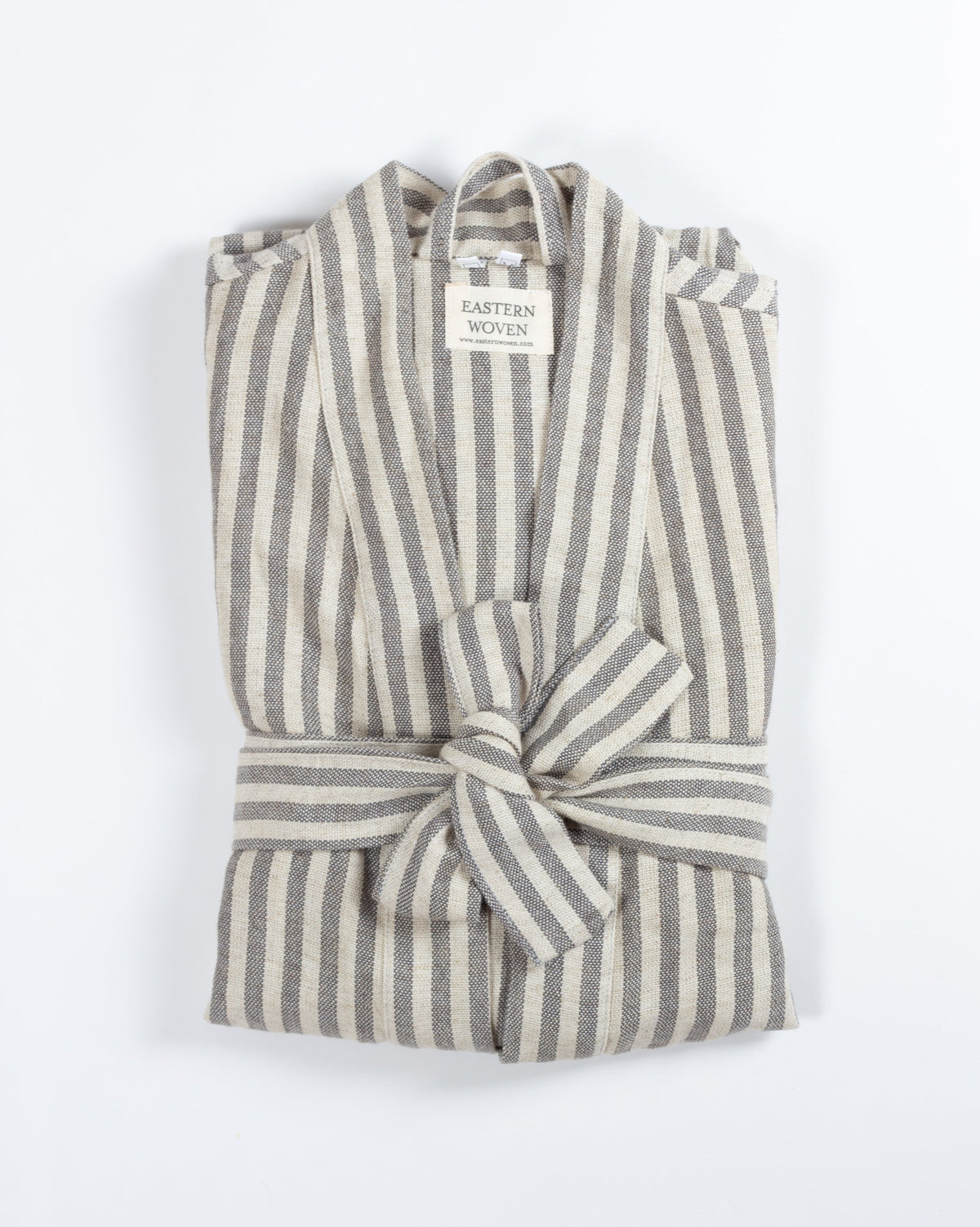 Abbas Charcoal Stripe 100% Linen Turkish Peshtemal Robe – view 3