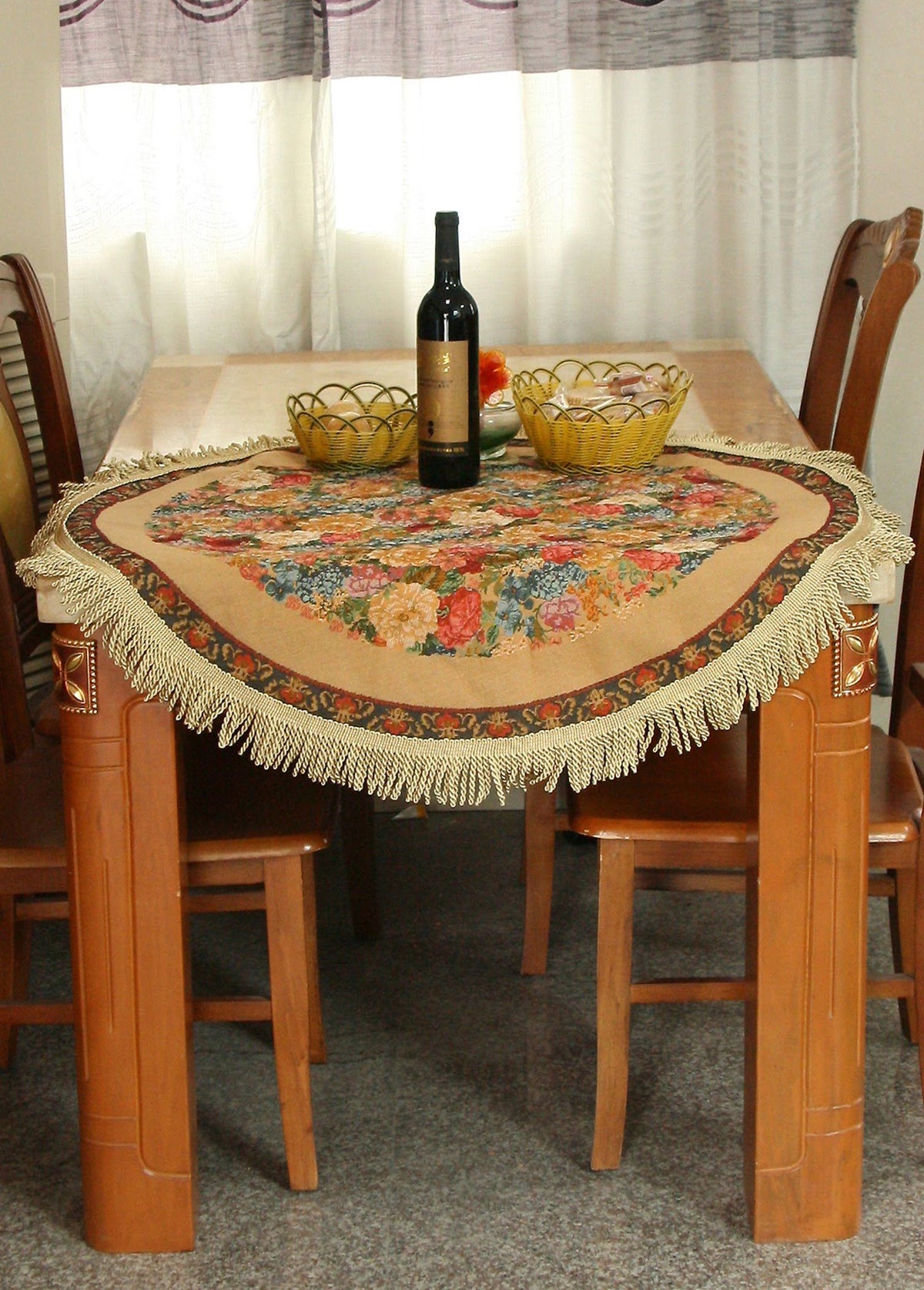 Morning Awakening Colorful Floral Woven Tapestry Tablecloth – view 2