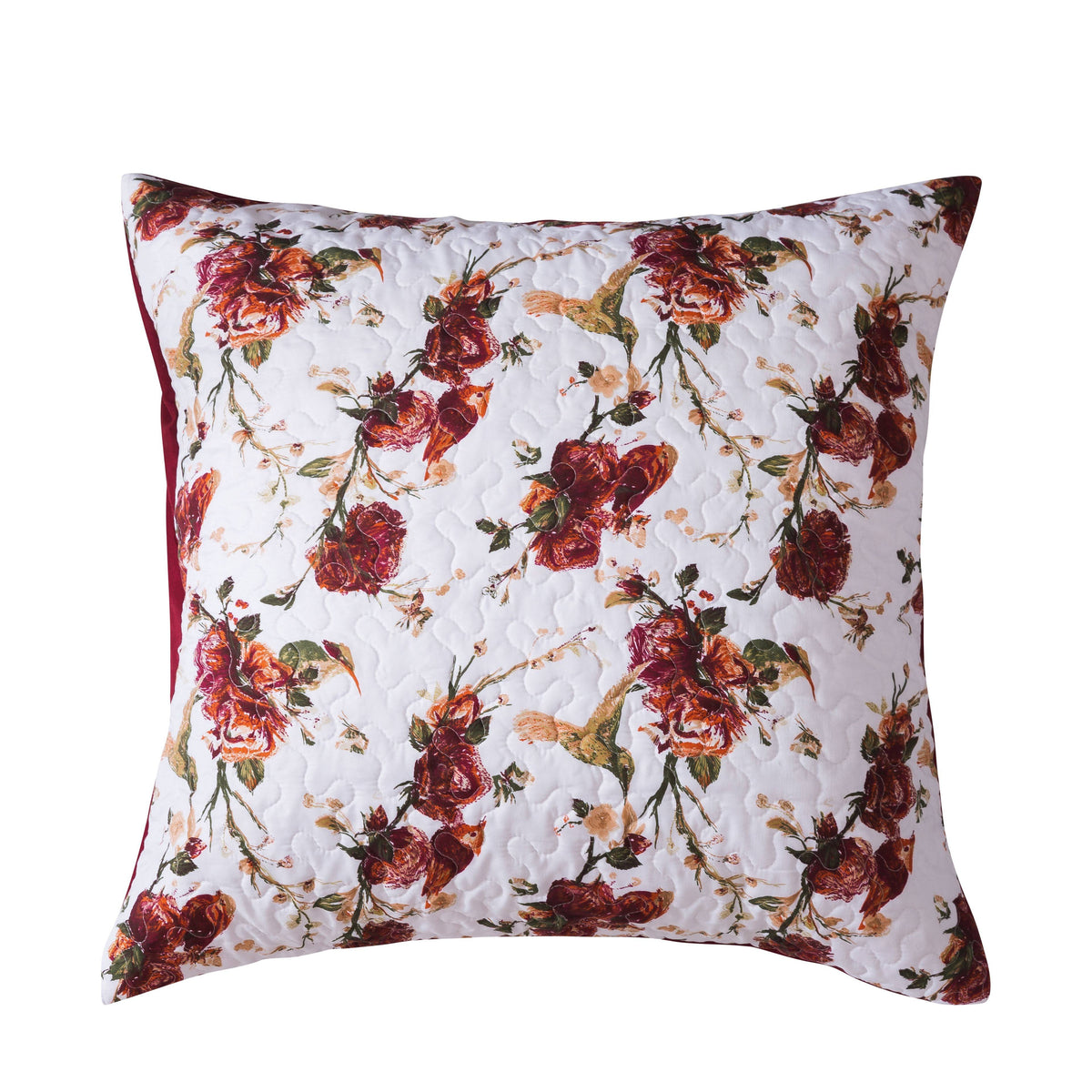 Microfiber Floral Hummingbird Euro Sham & Cushion Cover, Vintage
