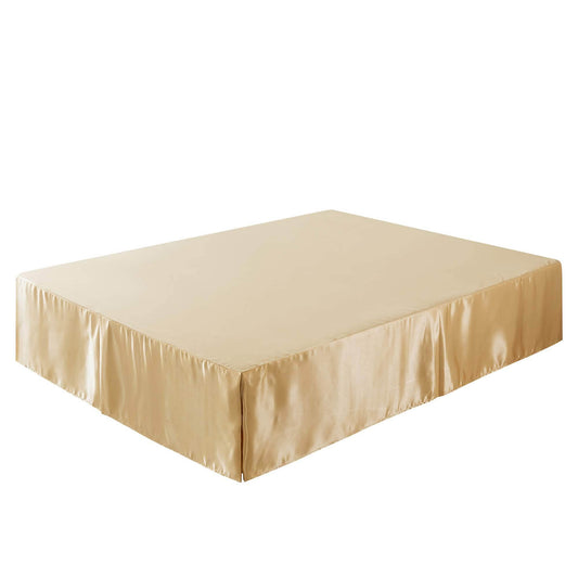 Polyester Satin Tailored Bed Skirt, 14-Inch Drop, Caramel Latte Gold