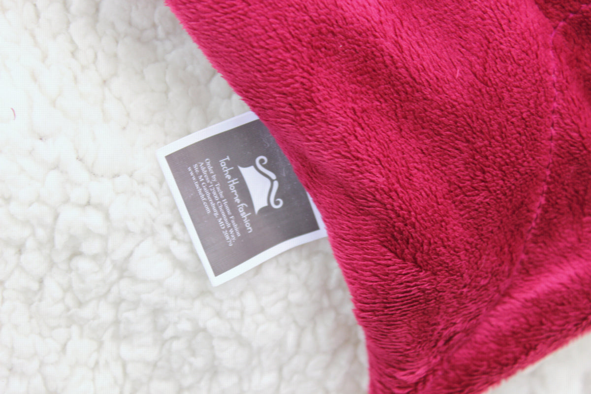 Soft Red Microfleece and Sherpa Throw Blanket – view 6