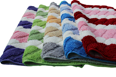 Wild Flower Purple and Pink Striped Microfiber Bath Rug – view 3