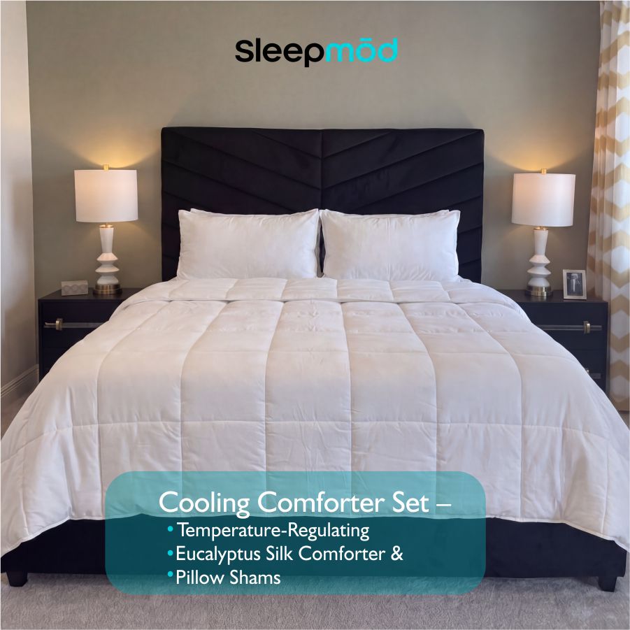 Cooling Eucalyptus Silk Comforter Set with Quilted Pillow Shams – view 2