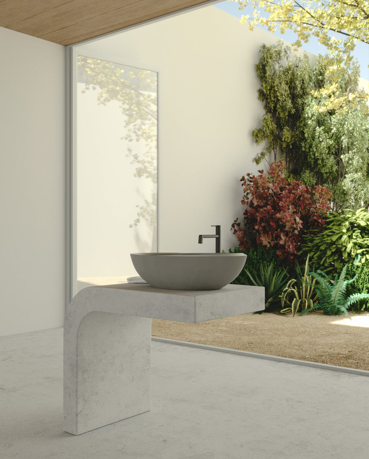 Oval Concrete Vessel Sink in Elevated Concrete – Studio Collection – view 5
