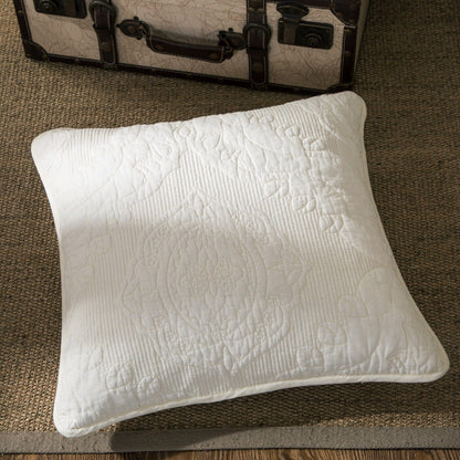 Powder Snow Ivory Paisley Damask Matelasse Euro Sham and Cushion Covers – view 2