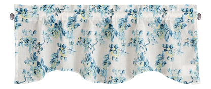 White and Blue Floral Cotton Scalloped Valance – Petal Dance Sheer – view 2