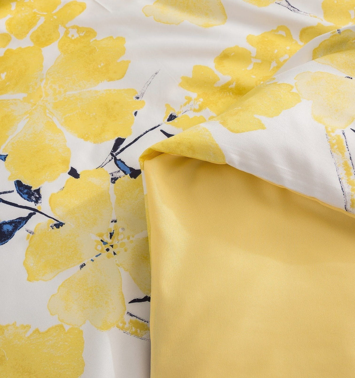 Watercolor Tropical Floral Reversible Duvet Cover in Yellow and Blue – view 5