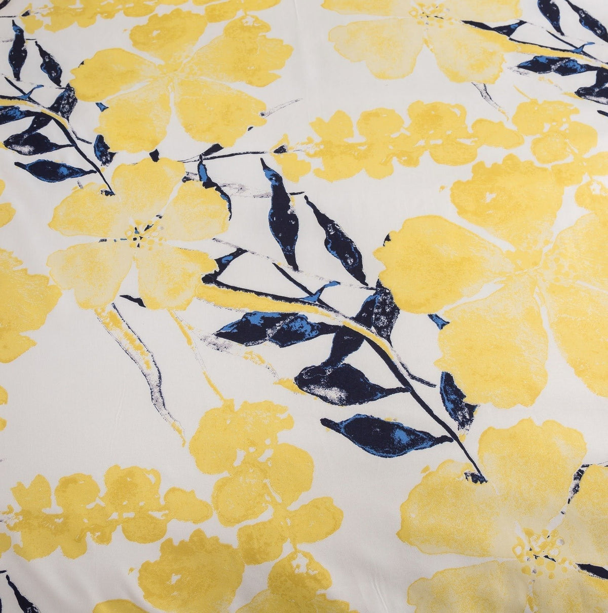 Watercolor Tropical Floral Yellow and Blue Microfiber Fitted or Flat Sheet – view 9