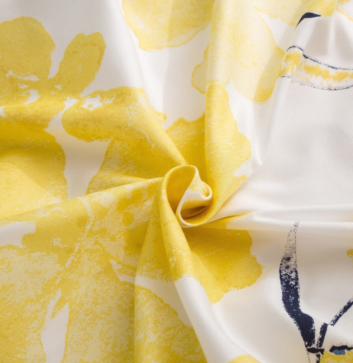 Watercolor Tropical Floral Reversible Duvet Cover in Yellow and Blue – view 4