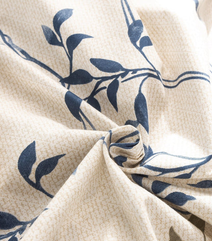 Elegant Leaf Vine Poplin Cotton Reversible Duvet Cover in Cream Beige – view 4