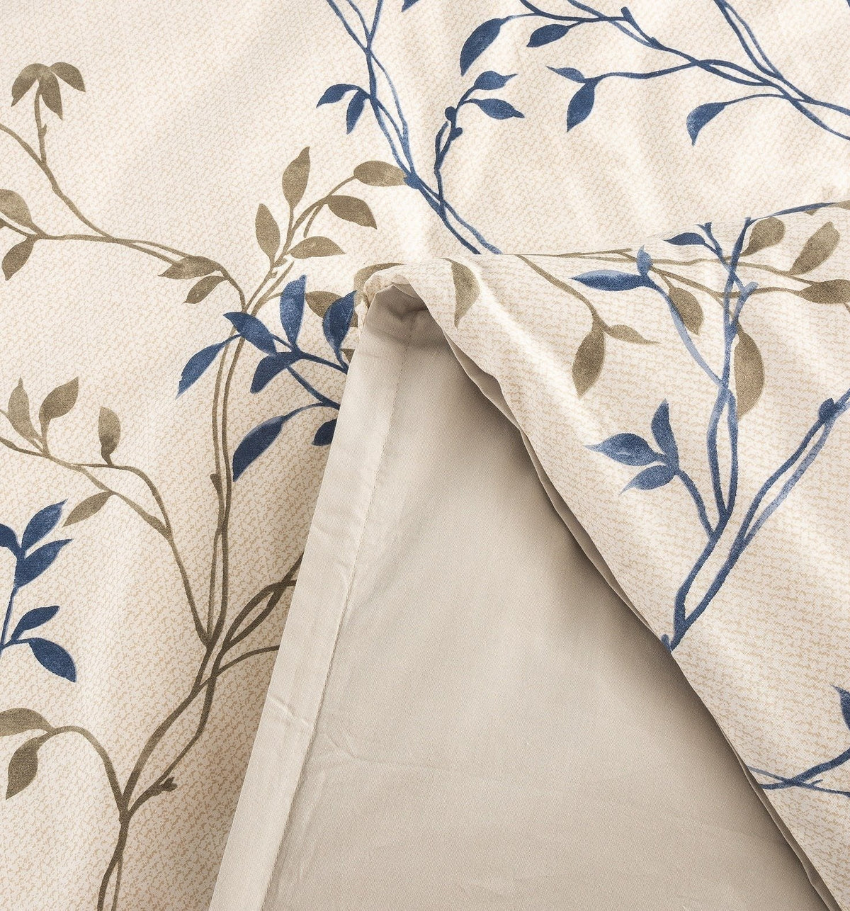 Elegant Leaf Vine Poplin Cotton Reversible Duvet Cover in Cream Beige – view 5