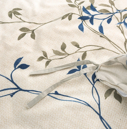 Elegant Leaf Vine Poplin Cotton Reversible Duvet Cover in Cream Beige – view 7