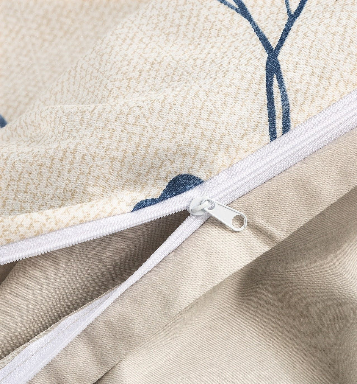Elegant Leaf Vine Poplin Cotton Reversible Duvet Cover in Cream Beige – view 6