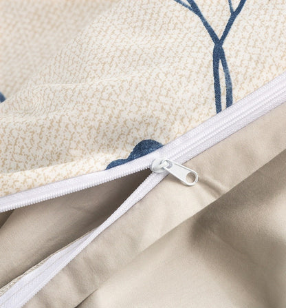 Elegant Leaf Vine Poplin Cotton Reversible Duvet Cover in Cream Beige – view 6