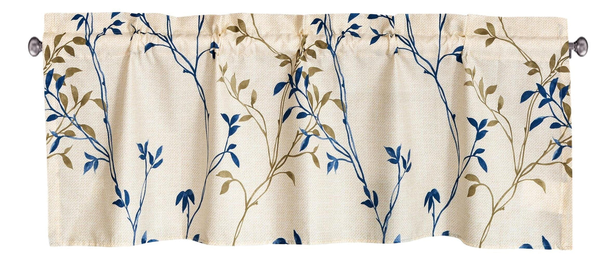 Elegant Leaf Vine Poplin Cotton Window Valance, Cream Beige, 18 x 52 – view 2