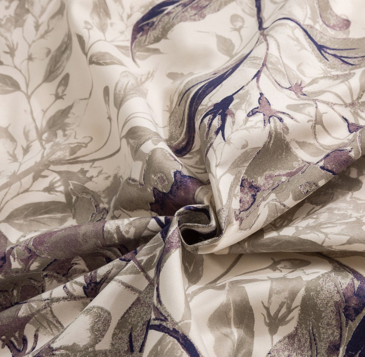 Abstract Wispy Leaf Taupe Grey Microfiber Fitted or Flat Sheet – view 8