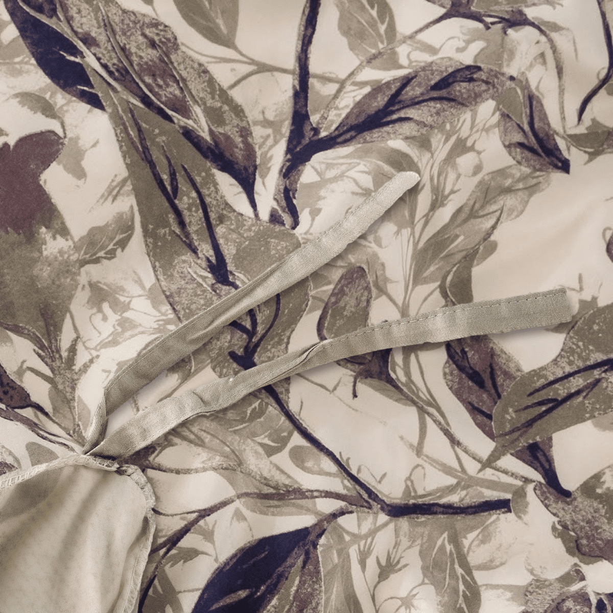 Abstract Wispy Leaf Reversible Microfiber Duvet Cover in Taupe and Grey – view 5