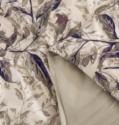 Abstract Wispy Leaf Reversible Microfiber Duvet Cover in Taupe and Grey – view 4