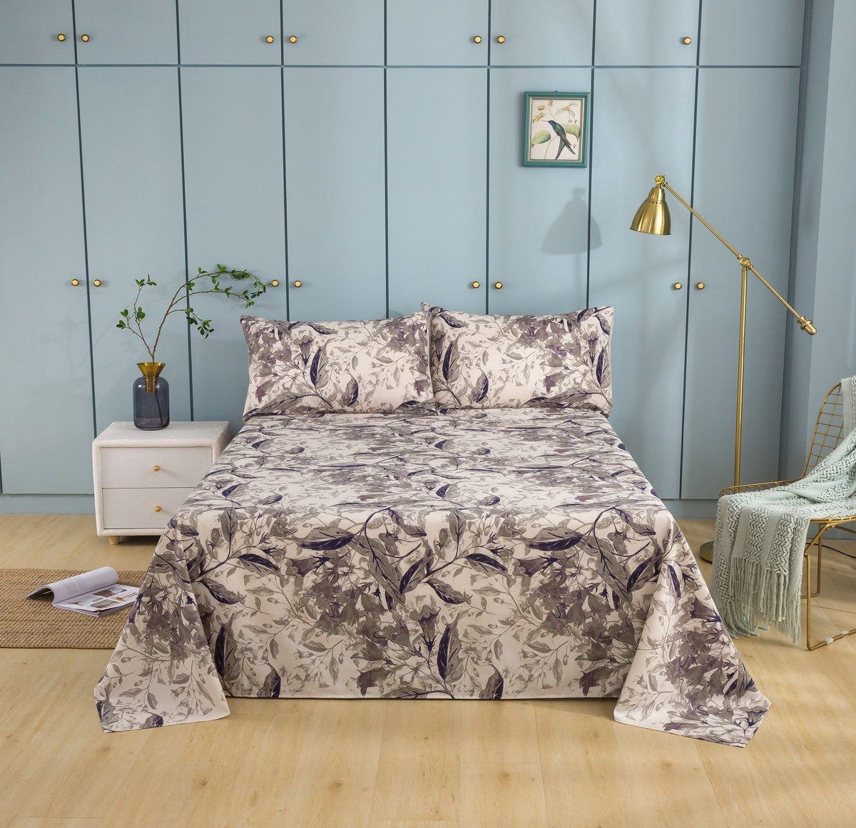 Microfiber Abstract Leaf Bed Sheet, Fitted or Flat Style