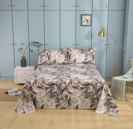 Microfiber Abstract Leaf Bed Sheet, Fitted or Flat Style