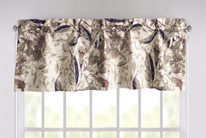 Microfiber Abstract Wispy Leaf Valance, Taupe Grey (Length 52")
