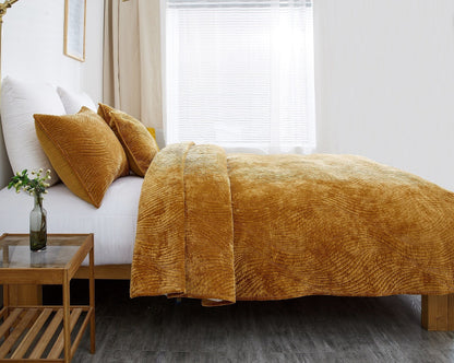 Velvet Dreams Melted Gold Plush Waves Velvet Pillow Sham – view 3