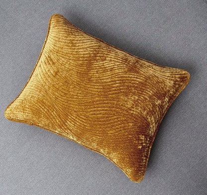 Melted Gold Amber Velvet Quilt Set with Plush Wave Stitching – view 5